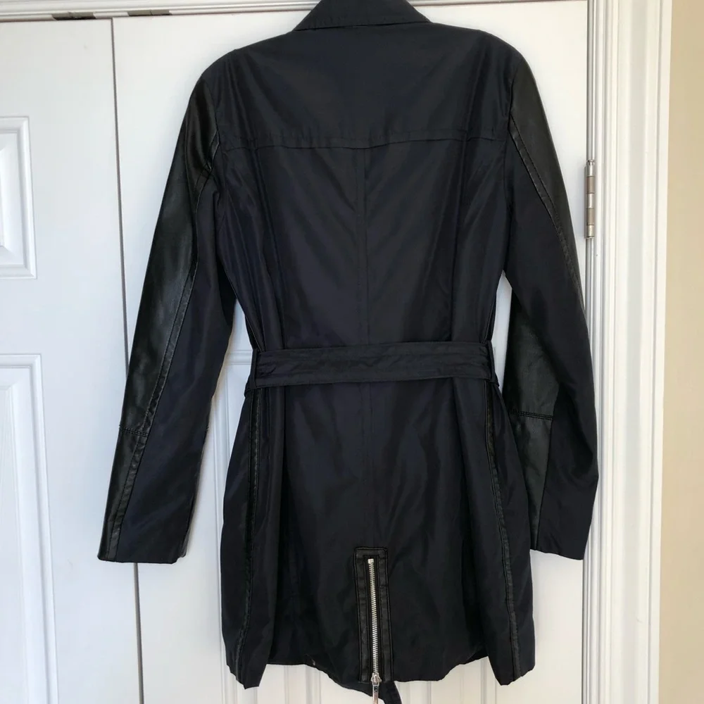 Laundry by Shelli Segal Women’s coat Black size Med faux Leather sleeves, NWOT - Picture 7 of 12